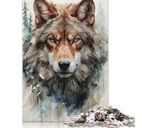 Puzzle 500 pièces pour Adultes Le Regard d'un Loup en colère Puzzles pour Adultes Puzzle en Bois Puzzles Jeu éducatif Défi Jouet 500 pièces (52 x 38 cm)