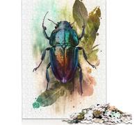 Puzzle 500 pièces pour Adultes, Motif scarabée, Aquarelle, en Bois, pour Adolescents, Cadeaux pour Adultes et Adolescents de 12 Ans et Plus, 500 pièces (52 x 38 cm)
