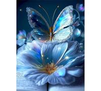 Puzzle 500 Pièces pour Adultes, Papillon Fleur Bleue Puzzle Adulte 500 pièces, Jeu de Création et Logique, Activité Détente, Idée Cadeau Adulte Décoration Intérieure