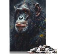 Puzzle 500 pièces pour Adultes, Portrait de Singe chimpanzé, Puzzle en Bois pour Adultes et Adolescents de 14 Ans et Plus, 500 pièces (52 x 38 cm)