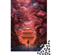 Puzzle 500 pièces pour Adultes Promenade Parmi Les cerisiers Puzzle en Bois pour Enfants Jouets de Divertissement Familial 500 pièces (52 x 38 cm)