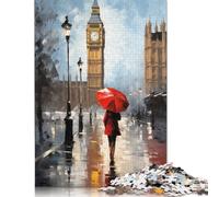 Puzzle 500 pièces pour Adultes Puzzle 500 pièces Fille Devant l'emblématique Big Ben Puzzles Puzzle en Bois pour Adultes et Adolescents (52x38cm)
