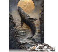 Puzzle 500 pièces pour Adultes : Puzzle carré « Breach of The Moonlight Whale » pour Adultes et Puzzles en Bois, décoration d'intérieur, Cadeaux de Vacances, 500 pièces (52 x 38 cm)