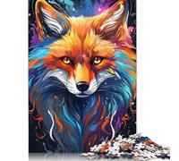 Puzzle 500 pièces pour Adultes, Puzzle Standard, Motif Renard néon psychédélique coloré, décoration familiale, Jouet éducatif, 500 pièces (52 x 38 cm)