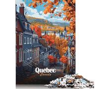 Puzzle 500 pièces pour Adultes Québec, Canada Paysage Urbain d'automne Puzzles pour Adultes Puzzles en Bois pour s'amuser en Famille et soirées de Jeux 500 pièces (52 x 38 cm)