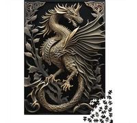 Puzzle 500 pièces pour Adultes Roi du Dragon Art Déco, Puzzle carré, pour Adultes et Adolescents, Puzzles en Bois, décoration d'intérieur, 500 pièces (52 x 38 cm)