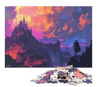 Puzzle 500 pièces pour Adultes, Silhouette de château Fantastique, Puzzles en Bois, Casse-tête pour Adultes, 500 pièces (52 x 38 cm)