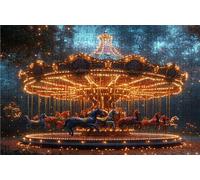 Puzzle 500 Pieces, Puzzle Adultes 500 Pièces Carrousel, Puzzles Classiques Bois 55x40 CM Ciel éToilé, Exquisite Papierboxverpackung, Tragbarer Netzbeutel Geeignet für die ganze Familie Cadeau RXPT-139