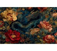 Puzzle 500 Pieces, Puzzle Adultes 500 Pièces Dragon, Puzzles Classiques Bois 55x40 cm Fleur, Exquisite Papierboxverpackung, Tragbarer Netzbeutel Geeignet für Die ganze Familie Cadeau Femme RXPT-6635