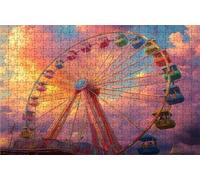 Puzzle 500 Pieces, Puzzle Adultes 500 Pièces Grande Roue, Puzzles Classiques Bois 55x40 cm Coucher De Soleil, Exquisite Papierboxverpackung, Tragbarer Netzbeutel Geeignet für die ganze Familie RXPT155