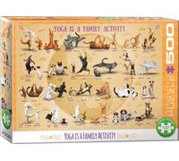 puzzle 500 pièces - Puzzle - Yoga en famille avec chiots et chatons + DeLuxe Set de 3 accessoires de puzzle