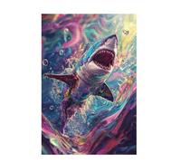 Puzzle 500 Pieces Requin Puzzle Couleur 500 Pièces Grand Adultes Difficile Jigsaw en Bois Avec Boîte Cadeau, Challenge Impossible Créatif Jeu pour Adulte, Decoration Maison, Cadeau Femme 52x38cm D-931