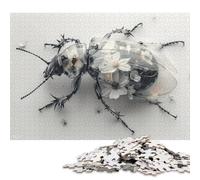 Puzzle 500 pièces Scarabée Fleurs Blanches pour Adultes Puzzles Difficiles Puzzles Puzzles en Bois Jeu Éducatif pour Adolescents Adultes 500 pièces (52x38cm)