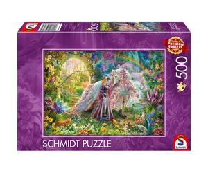 Puzzle 500 pièces Schmidt Spiele 59718 Premium Qualité Image rectangulaire Fantasy Licorne Rose/Violet/Or
