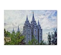 Puzzle 500 pièces, Temple Square, Salt Lake City, Utah, États-Unis, Amérique, Jeu, œuvre d'art, Voyage, Souvenir, 52 x 38 cm