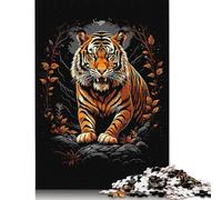 Puzzle 500 pièces Tigre Vie Sauvage Pop Art Puzzles Carrés Créatifs pour Adultes Puzzles en Bois Jeu de Défi 500 pièces (52 x 38 cm)