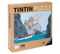 Puzzle 500 pièces Tintin, L'Île Noire, Barque en Approche + Poster 47x33cm (81564)