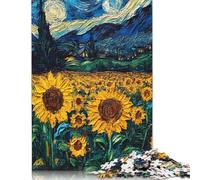 Puzzle 500 pièces Tournesols Nuit étoilée Puzzles pour Adultes Puzzles en Bois Décoration d'intérieur Puzzle Jouets 500 pièces (52 x 38 cm)