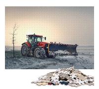 Puzzle 500 pièces Tracteur Case IH avec Chasse-Neige Puzzles en Bois pour Adultes et Adolescents Puzzles Casse-tête pour Adultes 500 pièces (52 x 38 cm)