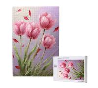 Puzzle 500 Pieces Tulipe Grand Puzzle Classiques en Bois pour Adultes, Jeux Amusants/Colorés/Impossible/Difficiles, Cadeau d'anniversaire ou de Vacances pour la Famille ou Les Amis - Rose 2T-1633