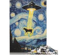 Puzzle 500 pièces « Vache enlevée par Un OVNI » pour Adultes et Adolescents, 500 pièces (52 x 38 cm).