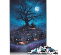 Puzzle 500 pièces Village étrange sous Le Clair de Lune pour Puzzles en Bois, Jeu éducatif pour Adultes 500 pièces (52 x 38 cm)