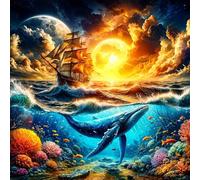 Puzzle 500 pièces,Voilier Baleine de mer Puzzle Adulte,Divertissement créatif,Puzzles Classiques pour Adultes et Enfants à partir de 14 Ans,Décoration Murale Artistique