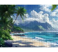 Puzzle 5000 Pieces Adultes, Challenge Casse-Tête Difficile, Format 156 x 105 cm, Puzzle Bois Coloré pour Détente, Jeu de Société Famille, Impossible Classique Jigsaw Puzzles Plage cocotiers f0-265