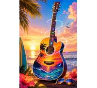Puzzle 5000 pièces Adultes, Guitar Seaview Puzzle Classiques 5000 pièces, 156x105cm Puzzles Impossible Difficile avec Poster, Magnifique Décoration Puzzle et Cadeaux Relaxant