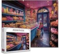Puzzle 5000 Pieces Adultes Magasin de Bonbons Puzzle Bois Classiques Impossible éDucatif Jigsaw Exerce MéMoire et L'Intuition avec Affiche Incluse BoîTe Compacte Peut Cadeau pour Domicile DéCorer F-3