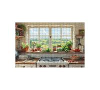 Puzzle 5000 Pieces Adultes Rebord de fenêtre Puzzle 5000 Pieces Bois Cuisine, Puzzles Classiques pour Toute la Famille Réunie, Puzzles Adulte pour Printemps Decoration Murale 105 x 160CM LZPT-03014