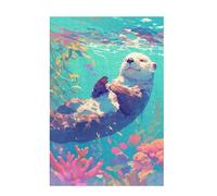 Puzzle 5000 Pieces Animal Puzzle Loutre 5000 Pièces Grand Adultes Difficile Jigsaw en Bois avec Boîte Cadeau, DIY Challenge Impossible Créatif Jeu pour Adulte, Decoration Maison 105x156cm D-1218