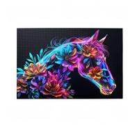 Puzzle 5000 Pieces Cheval Puzzle Fleur 5000 Pièces Grand Adultes Difficile Jigsaw en Bois avec Boîte Cadeau, Challenge Impossible Créatif Jeu pour Adulte, Décoration, Cadeau Femme 105x156cm D-60