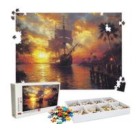Puzzle 5000 Pieces Coucher Soleil voilier - Grand Puzzles Bois - Puzzle 5000 Pièces Adultes - Jeu D'Intelligence - avec Boîte d'emballage Exquise - Découpe de Précision - Décor D’intérieur W3H-27