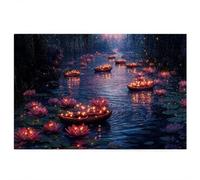 Puzzle 5000 Pieces Fleur, Puzzle 5000 Pieces Adultes en Bois, Bricolage Jeu Éducatif avec Boite Cadeau pour Adultes, Bois Épais et Résistant, Puzzles pour Décor, Cadeau Femme, Thème: Nénuphars P-17