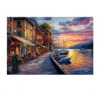 Puzzle 5000 Pieces Italie, Puzzle 5000 Pieces Adultes en Bois, Bricolage Jeu Éducatif avec Boite Cadeau pour Adultes, Bois Épais et Résistant, Puzzles pour Ddecoration Chambre, (Coucher Soleil) H-20