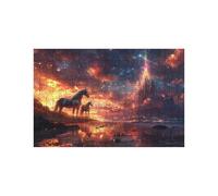 Puzzle 5000 Pieces Licorne Puzzle 5000 Pieces Adultes Château, DIY Bois Puzzles Adulte avec Boîte en Papier Coloré, Puzzles Classiques 105x160 CM pour Soulager Le Stress Decoration Murale LZPT-04319