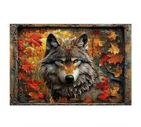 Puzzle 5000 Pieces Loup, Puzzle 5000 Pieces Adultes en Bois, Bricolage Jeu Éducatif avec Boite Cadeau pour Adultes, Bois Épais et Résistant, Puzzles pour Décor, Cadeau Femme, Thème: Feuilles H-25