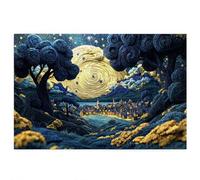 Puzzle 5000 Pieces Paysage, Puzzle 5000 Pieces Adultes en Bois, Bricolage Jeu Éducatif avec Boite Cadeau pour Adultes, Bois Épais et Résistant, Puzzles pour Décor, Cadeau Femme, Starry Night P-51