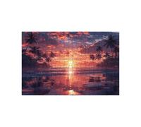 Puzzle 5000 Pieces Plage Puzzle 5000 Pieces Adultes Coucher de Soleil, DIY Bois Puzzles Adulte avec Boîte en Papier Coloré, Puzzles 105 x 160 Cm pour Soulager Le Stress Decoration Murale LZPT-02715