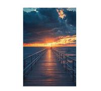 Puzzle 5000 Pieces Pont Puzzle Coucher de Soleil 5000 Pièces Grand Adultes Difficile Jigsaw en Bois avec Boîte Cadeau, DIY Challenge Impossible Créatif Jeu pour Adulte, Cadeau Femme 105x156cm D-1171