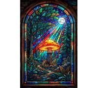 Puzzle 5000 Pièces pour Adultes 156x105cm - Champignon Vitrail - avec Lettres et Poster de Référence - Activité Relaxation et Défi - Décoration Murale - Cadeau pour Hommes et Femmes