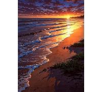 Puzzle 5000 Pièces pour Adultes 156x105cm - Coucher Soleil Plage - avec Lettres et Poster de Référence - Activité Relaxation et Défi - Décoration Murale - Cadeau pour Hommes et Femmes
