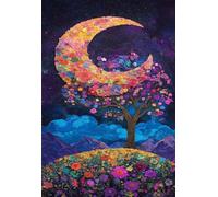 Puzzle 5000 Pièces pour Adultes 156x105cm - Fleurs Arbre Lune - avec Lettres et Poster de Référence - Activité Relaxation et Défi - Décoration Murale - Cadeau pour Hommes et Femmes