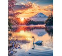 Puzzle 5000 Pièces pour Adultes 156x105cm - Lac Sunset Swans - avec Lettres et Poster de Référence - Activité Relaxation et Défi - Décoration Murale - Cadeau pour Hommes et Femmes