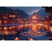 Puzzle 5000 Pieces, Puzzle Adultes 5000 Pièces Inde, Puzzles Classiques Bois 160x105 CM Vue Nocturne, Exquisite Papierboxverpackung, Tragbarer Netzbeutel Geeignet für Die ganze Familie RXPT-10351