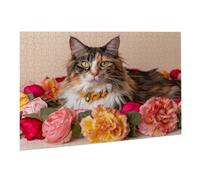 Puzzle 5000 Pièces Puzzle en Bois DIY Chat Fleurs 4 EU De l'art Décoration Cadeau Unique pour Décoration Maison, Puzzles Familial, Parfait pour Les Soirées de Jeu,Activité Familiale Parfaite K0F-862