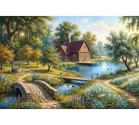 Puzzle 5000 Pieces Scènes cabanes de Campagne, Puzzle pour Adultes 5000 Pièces 156x105cm, Encastrement Parfait, Tri Facile Lettres au Dos, sans Poussière, Cadeau Anti-Stress pour Femmes et Hommes