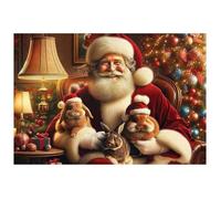 WOODEN.CITY Puzzle en bois 500 pièces - Père Noël et lapins mignons avec 50 pièces en forme de Noël - 39,4 x 26,7 cm - Conçu et fabriqué dans l'UE