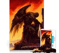 Puzzle 50x75cm Chevalier Ange en Pierre Volcanique pour Adultes,1000 pièces,Jeu Stimulant l'esprit,Format Uniforme,pièces précises,idéal pour Les Voyages